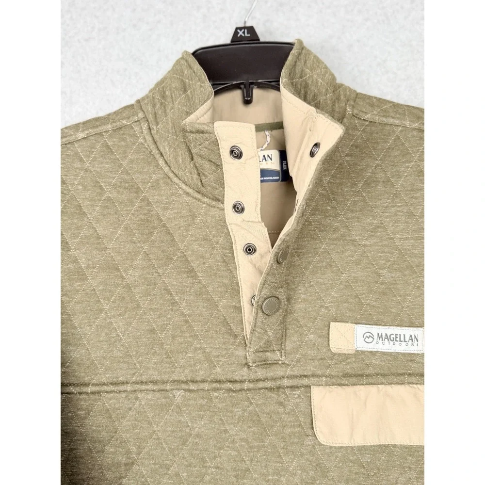 Magellan Outdoors Campfire Quilted Henley Pullover Olive Night Mens S - Picture 4 of 16